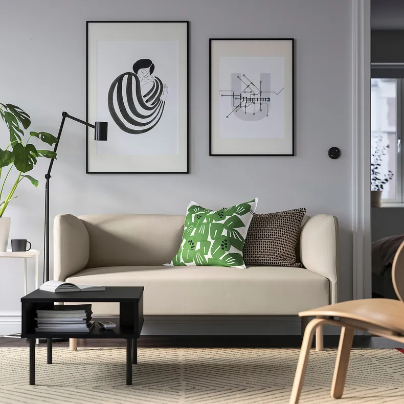 IKEA LILLEHEM ЛІЛЛЕХЕМ, 2-місний модульний диван, ВІССЛЕ/бежевий деревина 894.712.85 фото №2