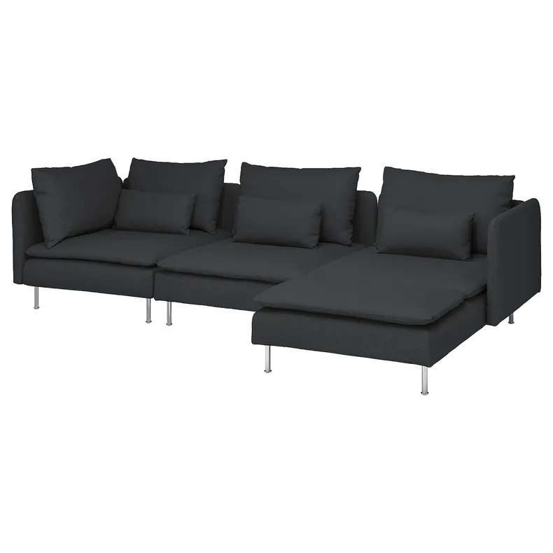 IKEA SÖDERHAMN СЕДЕРХАМН, 4-місний диван із кушеткою, Фритуна темно-сіра 494.496.11 фото №1