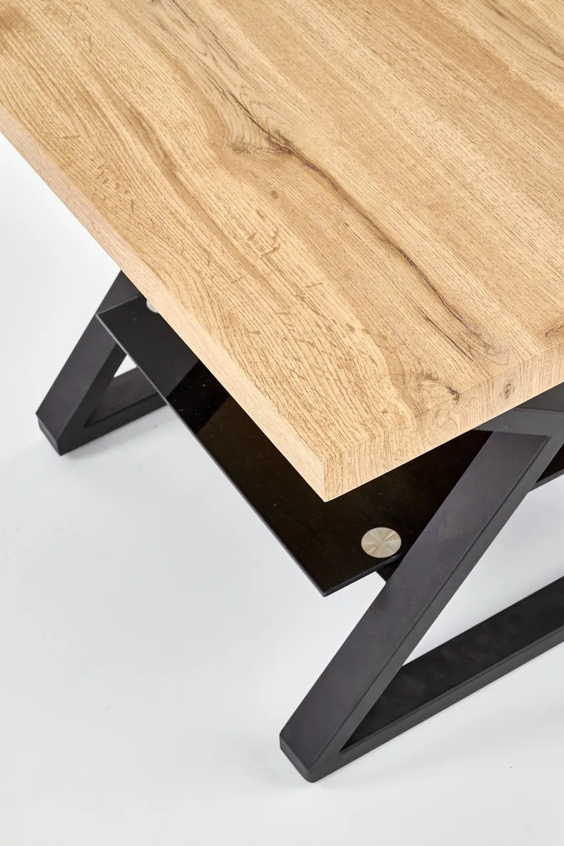 Журнальный столик деревянный HALMAR XENA, квадратный 60x60 см, черный/натуральный фото №4