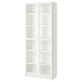 IKEA BILLY БИЛЛИ / OXBERG ОКСБЕРГ, шкаф книжный со стеклянными дверьми, белый / стекло, 80x42x202 см 793.988.32 фото