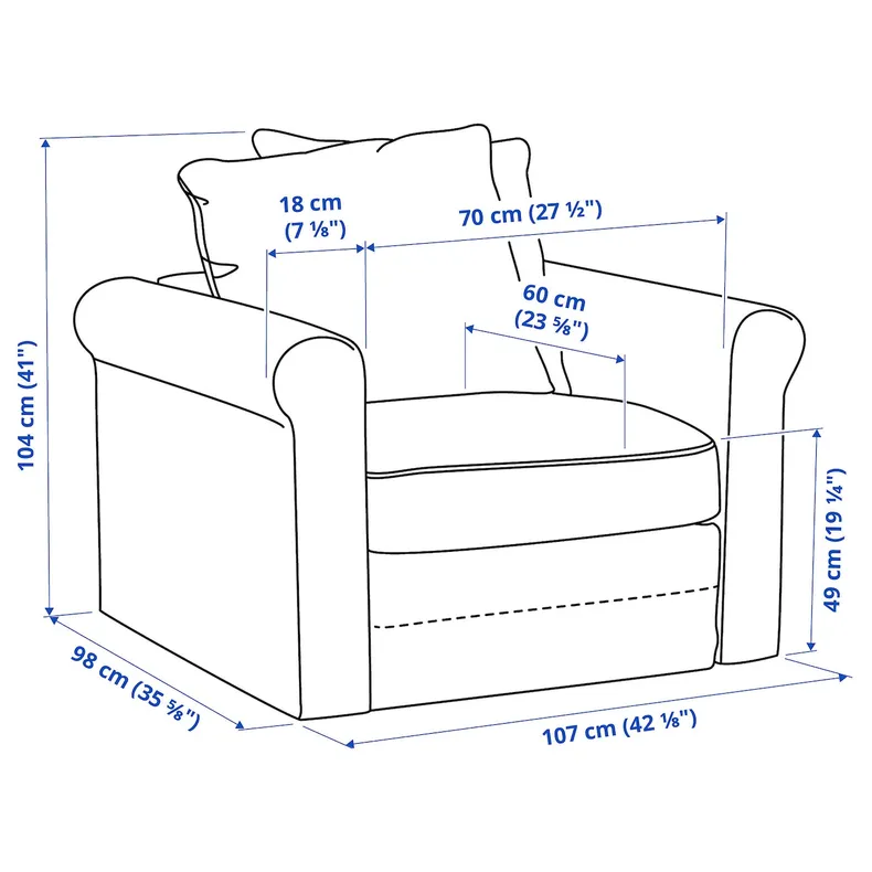 IKEA GRÖNLID ГРЕНЛІД, крісло, Горючий антрацит 795.017.92 фото №2