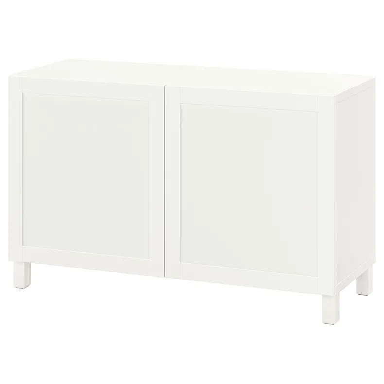 IKEA BESTÅ БЕСТО, комбинация для хранения с дверцами, белый / Ханвикен / Стуббарп белый, 120x42x74 см 792.821.86 фото №1