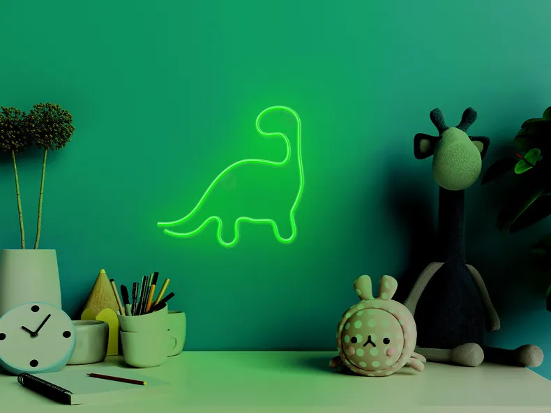 BRW Детский неоновый настенный светильник Динозавр LED зеленый 093789 фото №2