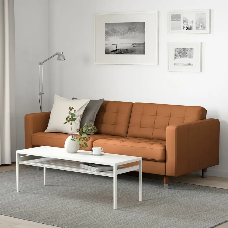 IKEA LANDSKRONA ЛАНДСКРУНА, 3-місний диван, Grann / Bomstad золото / коричневий / метал 092.702.95 фото №2