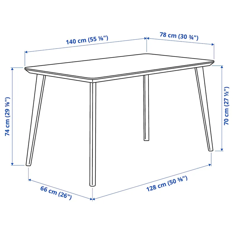 IKEA LISABO ЛИСАБО / LISABO ЛИСАБО, стол и 4 стула, чёрный / черный, 140x78 см 193.855.35 фото №7