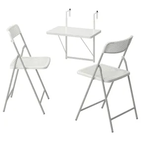 IKEA TORPARÖ ТОРПАРЕ, стіл стін кріпл+2 склад стільці / вул, білий / білий / сірий, 50 см 594.948.63 фото