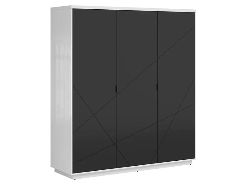 BRW Шкаф 3-дверный Форн 180 см белый глянец/черный матовый, белый глянцевый/черный матовый SZF3D-BIP/CAM фото №1