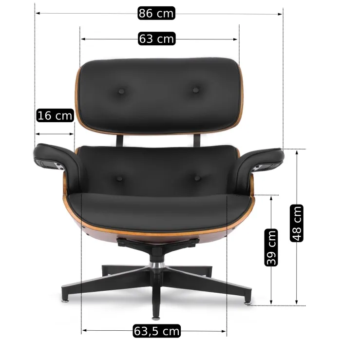 Крісло з підставкою для ніг MEBEL ELITE PALERMO, екошкіра: чорний фото №17