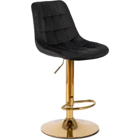 Барный стул бархатный MEBEL ELITE ARCOS Velvet, черный/золотой фото