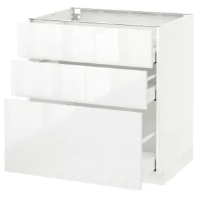 IKEA METOD МЕТОД / MAXIMERA МАКСИМЕРА, напольный шкаф с 3 ящиками, белый / Рингхульт белый, 80x60 см 390.497.03 фото