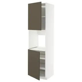 IKEA METOD МЕТОД, висока шафа для дух, 2 дверцят/пол, білий/хавсторп коричневий/бежевий, 60x60x220 см 495.583.51 фото