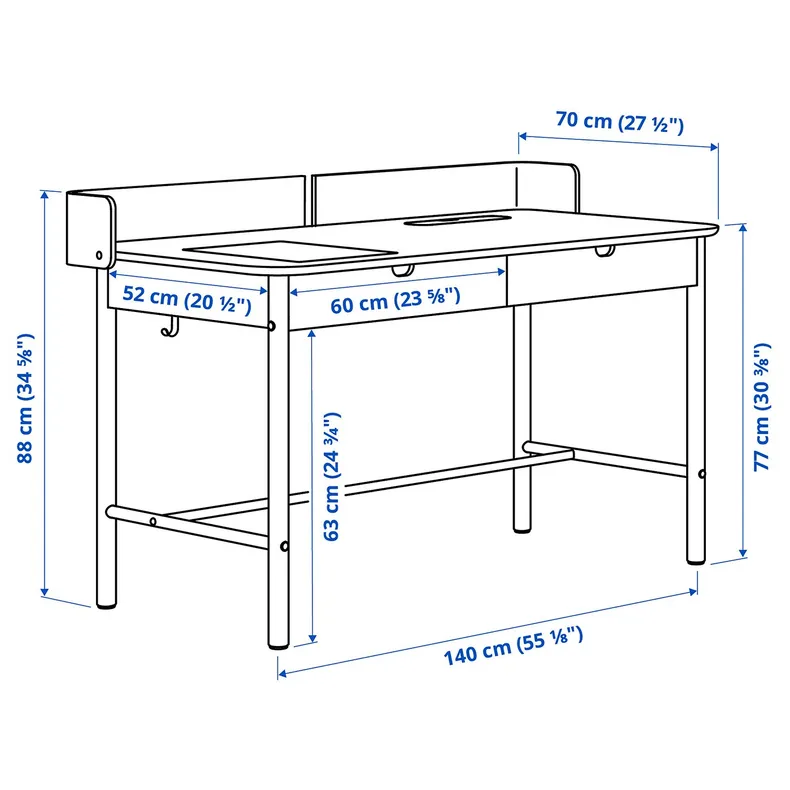 IKEA RIDSPÖ РИДСПЁ, письменный стол, антрацит, 140x70 см 205.385.80 фото №4