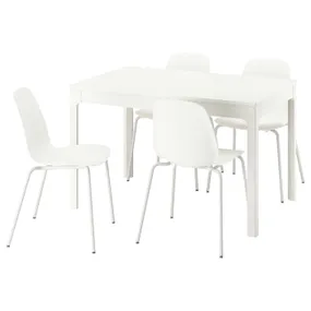 IKEA EKEDALEN ЕКЕДАЛЕН / LIDÅS ЛІДОС, стіл+4 стільці, білий/білий білий, 120/180 см 595.704.23 фото