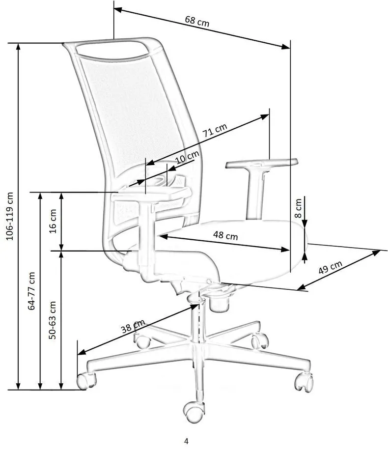 Крісло комп'ютерне офісне обертове HALMAR GULIETTA, спинка - сітка, сидіння - чорний / синій - ERF6026 фото №10