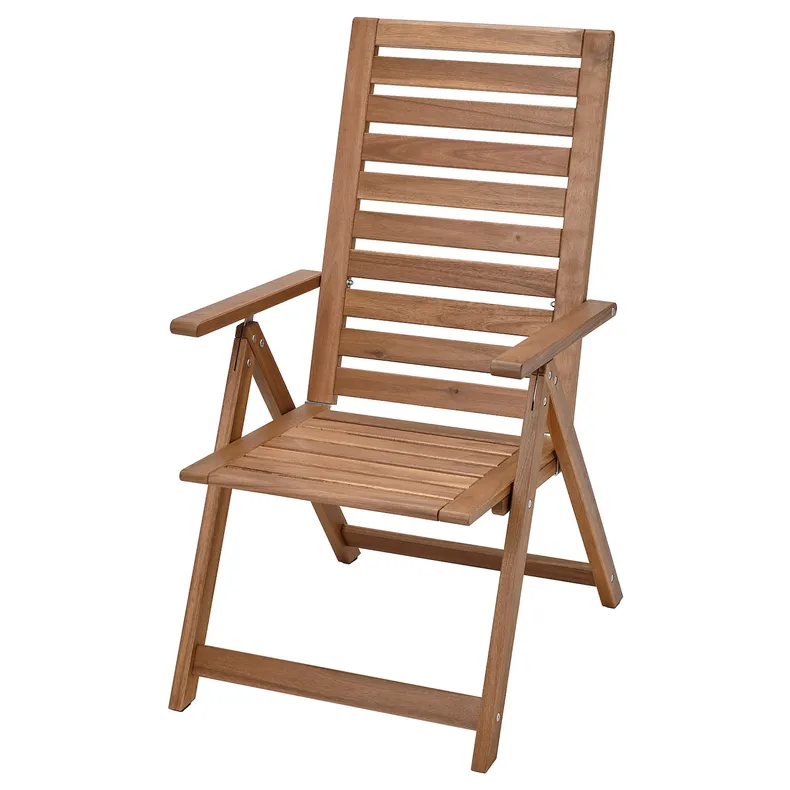 IKEA NÄMMARÖ НЕММАРЕ, крісло з відкидною спинкою, вуличне, складаний світло-коричнева морилка 505.103.01 фото №1