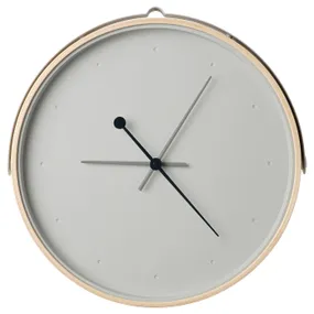 IKEA ROTBLÖTA РОТБЛЕТА, настінний годинник, шпон низьковольтний / ясень світло-сірий, 42 см 405.408.55 фото