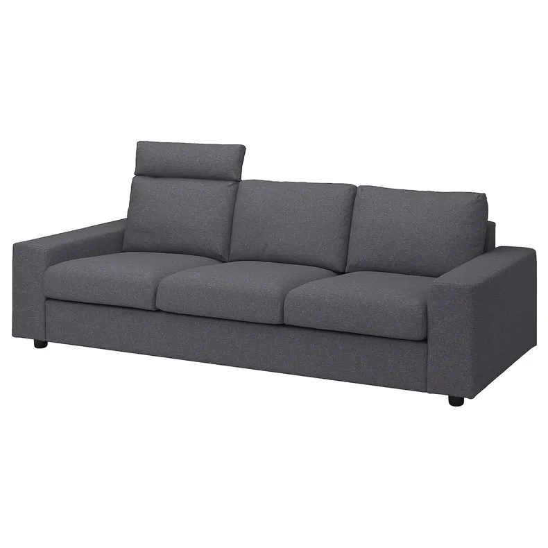 IKEA VIMLE ВИМЛЕ, чехол на 3-местный диван, с подголовником с широкими подлокотниками / Средне-серый 094.250.23 фото №2