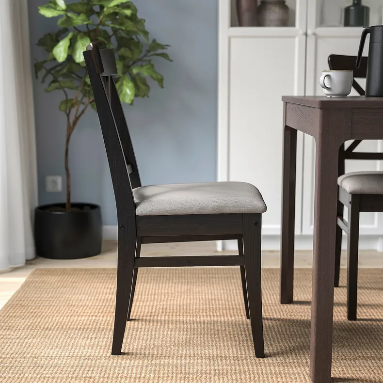 IKEA INGOLF ИНГОЛЬФ, стул, коричнево-черный / нолхага серо-бежевый 004.730.75 фото №2