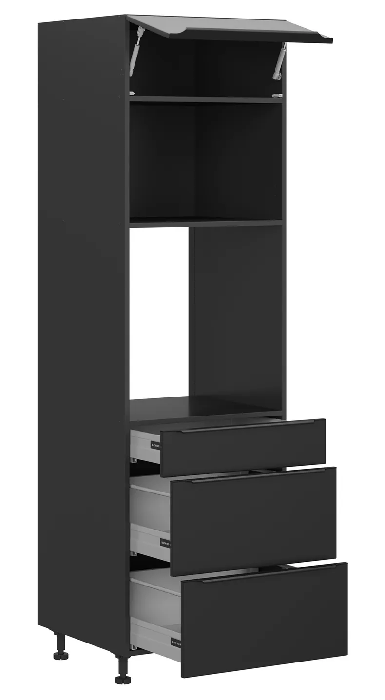 BRW Кухонный духовой шкаф Sole L6 60 см с ящиками с плавным закрыванием черный матовый, черный/черный матовый FM_DPS_60/207_2STB/STB/O-CA/CAM фото №3