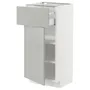 IKEA METOD МЕТОД / MAXIMERA МАКСІМЕРА, підлогова шафа з шухлядами та дверц, білий / Хавсторп світло-сірий, 40x37 см 295.390.28 фото