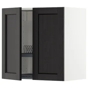 IKEA METOD МЕТОД, навесной шкаф с сушилкой / 2дверцы, белый / Лерхиттан с черными пятнами, 60x60 см 494.542.64 фото