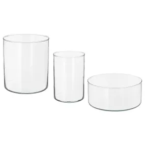 IKEA CYLINDER ЦИЛИНДР, ваза/миска, 3 шт, прозрачное стекло 801.750.91 фото