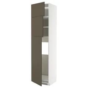 IKEA METOD МЕТОД, висока шафа для холодиль, 3 дверцят, білий/хавсторп коричневий/бежевий, 60x60x240 см 495.583.27 фото