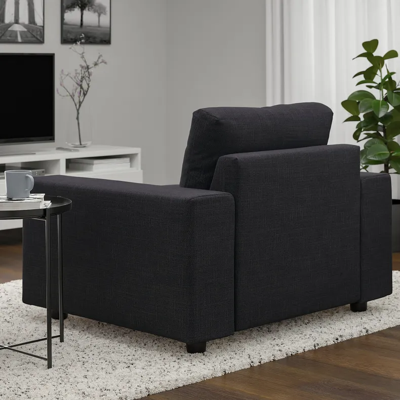 IKEA VIMLE ВІМЛЕ, крісло, з широкими підлокітниками/Холдований антрацит 994.768.76 фото №3