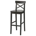 IKEA INGOLF ІНГОЛЬФ, барний стілець зі спинкою, коричневий і чорний, 74 см 902.485.15 фото thumb №1