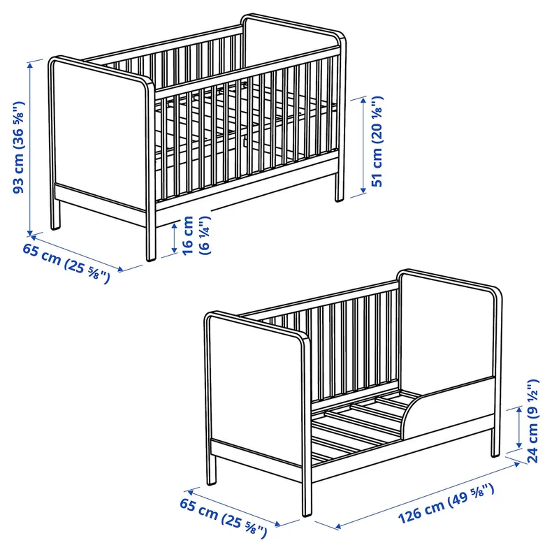 IKEA ÄLSKVÄRD ЕЛЬСКВЕРД, набір дитячих меблів, 2 пр., білий, 60x120 см фото №3