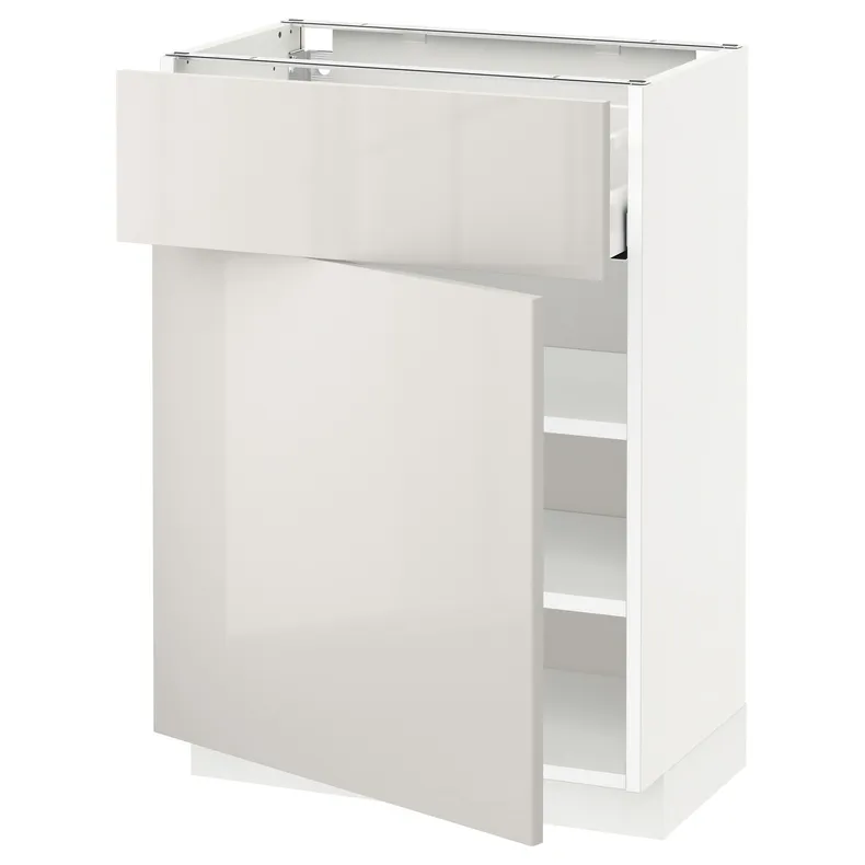 IKEA METOD МЕТОД / MAXIMERA МАКСИМЕРА, напольный шкаф с ящиком / дверцей, белый / светло-серый, 60x37 см 894.618.56 фото №1