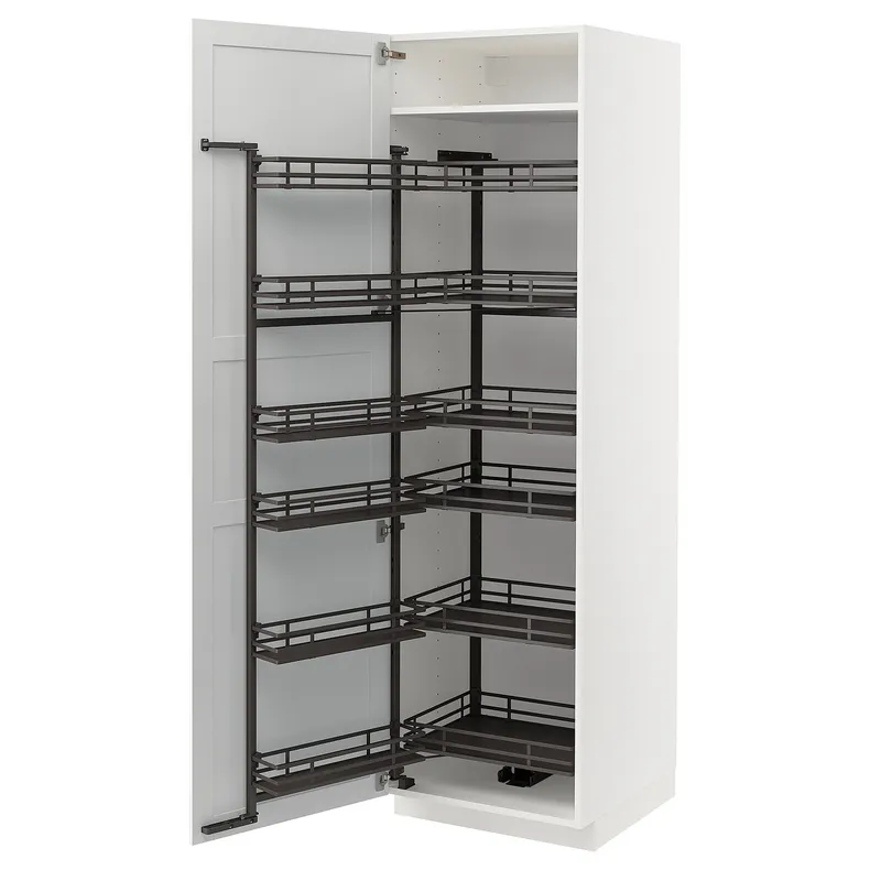 IKEA METOD МЕТОД, высокий шкаф с выдвижным модулем, белый / светло-серый, 60x60x200 см 194.720.09 фото №2