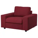 IKEA VIMLE ВІМЛЕ, крісло, з широкими підлокітниками/Lejde червоний/коричневий 894.768.72 фото thumb №1