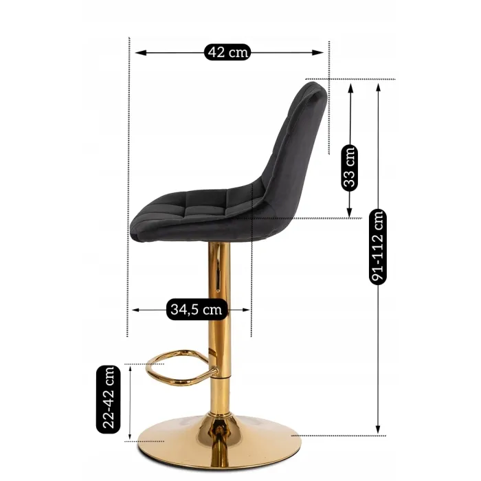 Барный стул бархатный MEBEL ELITE ARCOS Velvet, черный/золотой фото №12