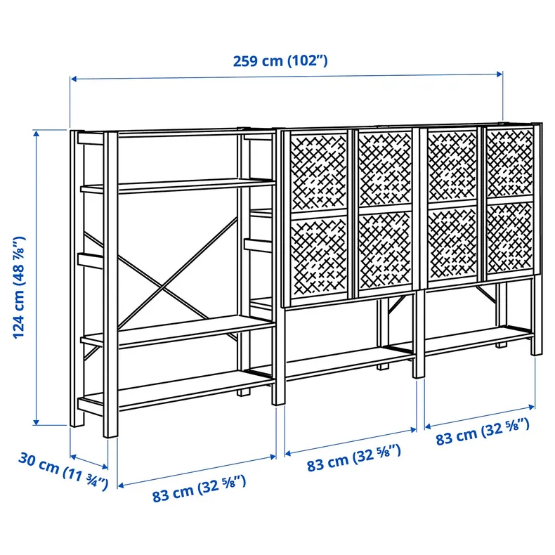 IKEA IVAR ИВАР, стеллаж с дверцами, сосна, 259x30x124 см 794.034.71 фото №6