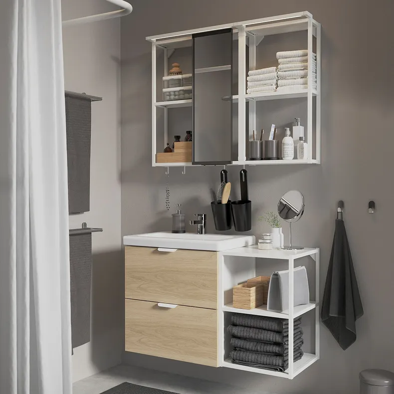 IKEA ENHET ЭНХЕТ, ванная, белый / имит. дуб, 102x43x65 см 895.469.88 фото №2