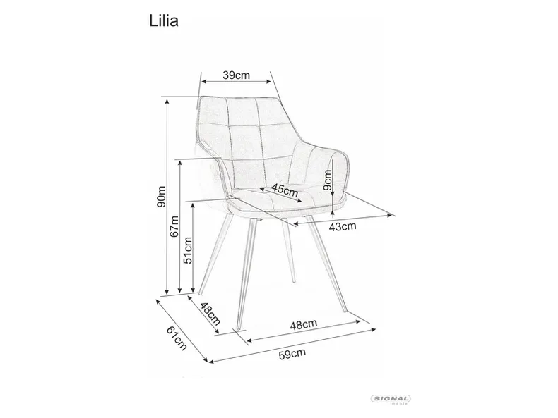 Кухонный стул SIGNAL LILIA, Bluvel 14 - серый фото №2