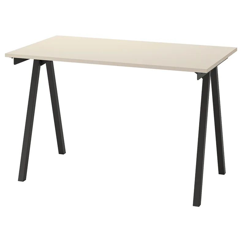 IKEA TROTTEN ТРОТТЕН, письменный стол, бежевый / антрацит, 120x70 см 094.295.68 фото №1
