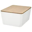 IKEA KUGGIS КУГГІС, коробка з кришкою, білий/бамбук, 13x18x8 см 695.612.82 фото thumb №1