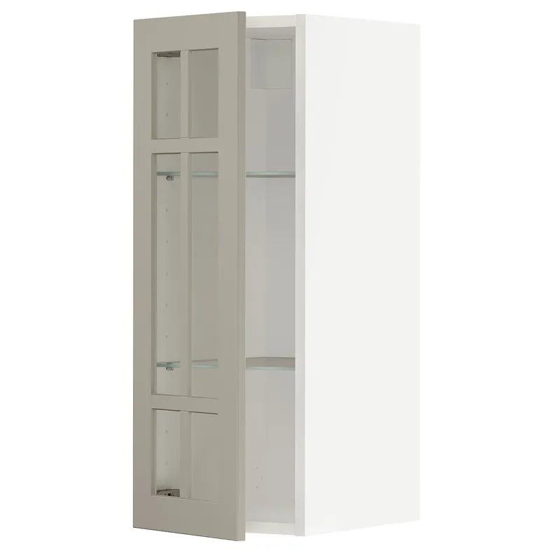 IKEA METOD МЕТОД, навісна шафа,полиці / скляні дверцята, білий / стенсундський бежевий, 30x80 см 194.681.06 фото №1