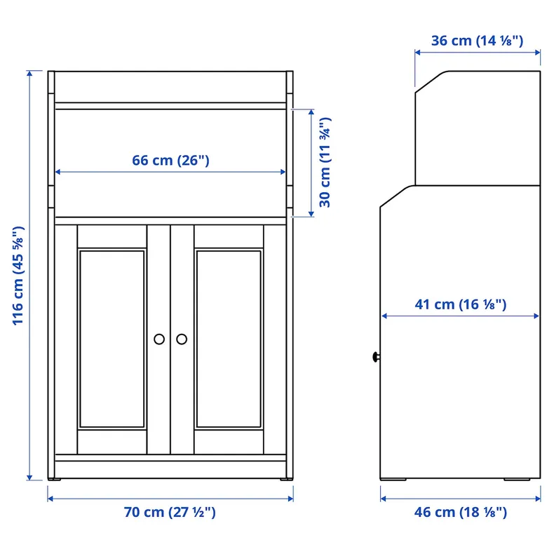 IKEA HAUGA ХАУГА, шкаф с 2 дверьми, серый, 70x116 см 404.150.50 фото №9