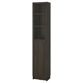 IKEA BILLY БИЛЛИ / OXBERG ОКСБЕРГ, стеллаж / панельная / стеклянная дверь, темно-коричневая имитация дуб, 40x30x202 см 994.833.39 фото