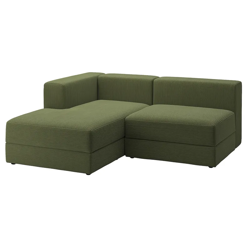 IKEA JÄTTEBO ЄТТЕБУ, 2,5-місний модульн диван з кушеткою, лівий / САМСАЛА темний жовто-зелений 494.694.87 фото №1