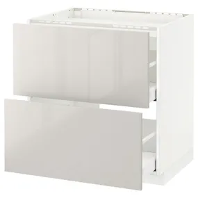 IKEA METOD МЕТОД / MAXIMERA МАКСІМЕРА, підлог шафа д / плити, 2 фр пан / 2 шух, білий / Ringhult світло-сірий, 80x60 см 991.419.68 фото