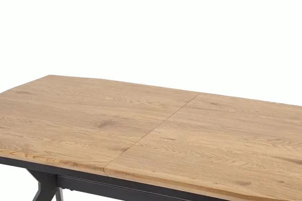 Обеденный стол раскладной HALMAR GUSTAVO 140-180x80 см - золотой дуб, ножки - черные фото №12