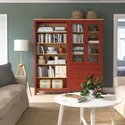 IKEA HEMNES ХЕМНЭС, шкаф-витрина с 3 ящиками, красное пятно / светло-коричневое пятно, 90x197 см 505.306.34 фото thumb №4