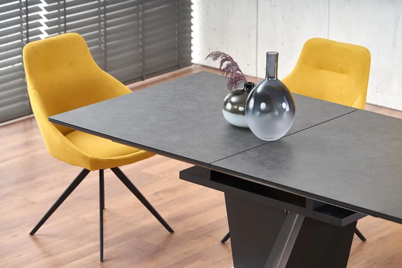 Обеденный стол раскладной HALMAR SALVADOR 160-200x90 см, столешница - темно-серый, ножки - темно-серые фото №4