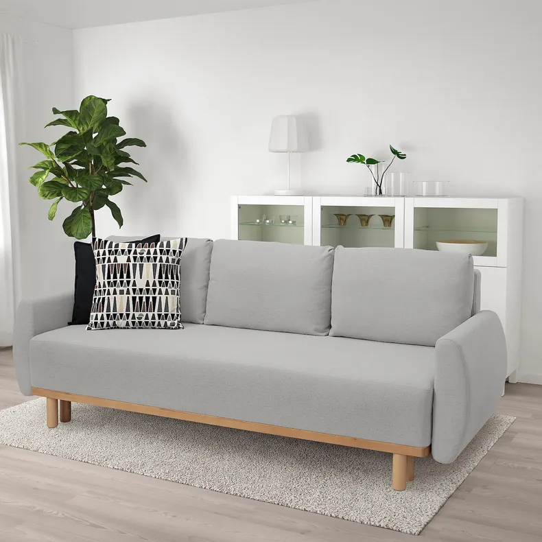 IKEA GRUNNARP ГРУННАРП, 3-местный диван-кровать, светло-серый 804.856.30 фото №2
