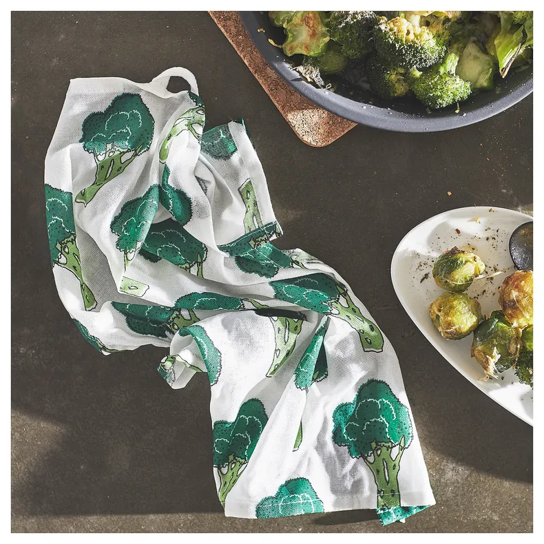 IKEA TORVFLY ТОРВФЛІ, рушник кухонний, з малюнком/зелений, 30x40 см 504.930.66 фото №6