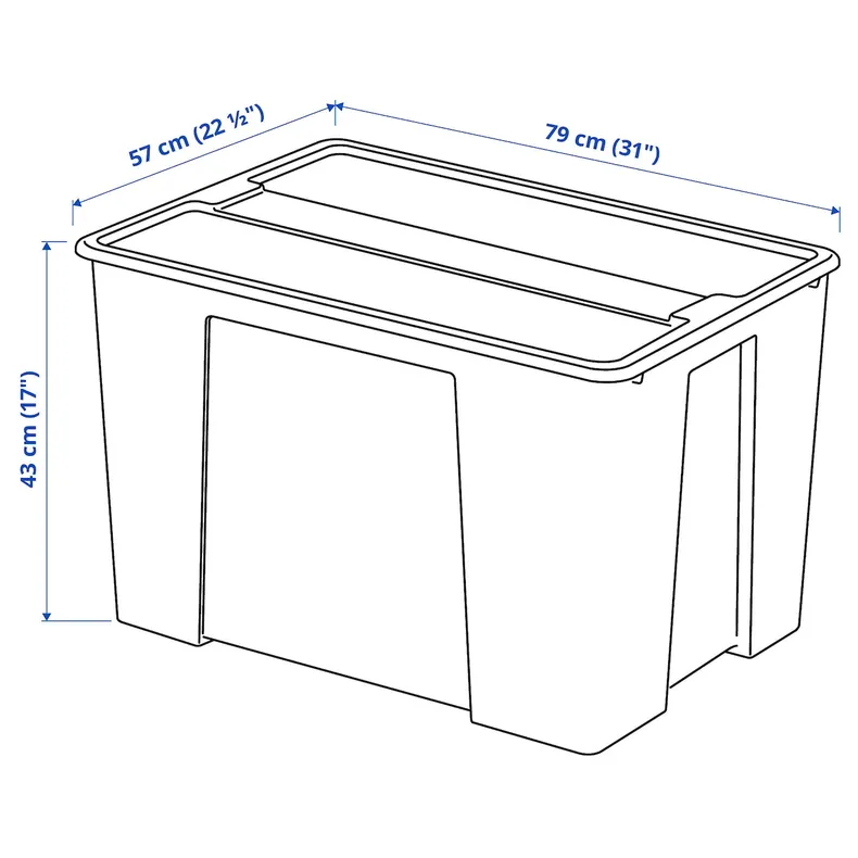 IKEA SAMLA САМЛА, коробка з кришкою, прозорий, 79x57x43 см / 130 л 294.408.19 фото №6